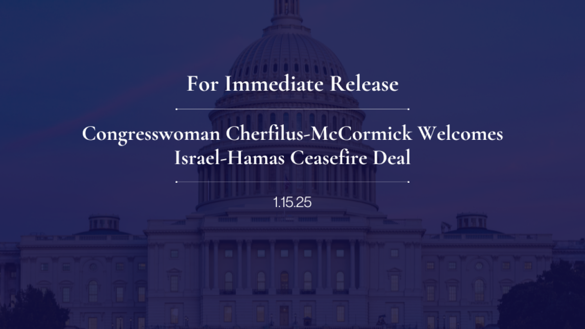 Congresswoman Cherfilus-McCormick Welcomes Israel-Hamas Ceasefire Deal