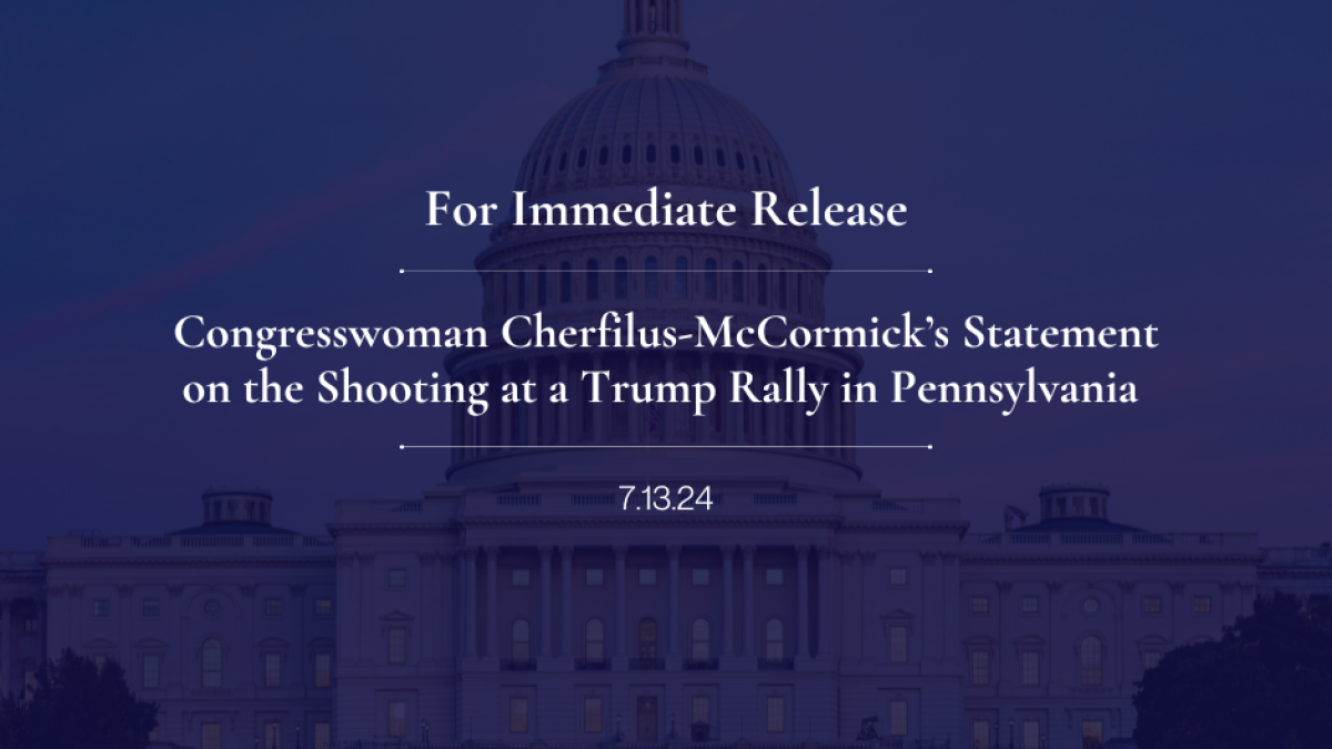 Congresswoman Cherfilus-McCormick’s Statement on the Shooting at a Trump Rally in Pennsylvania