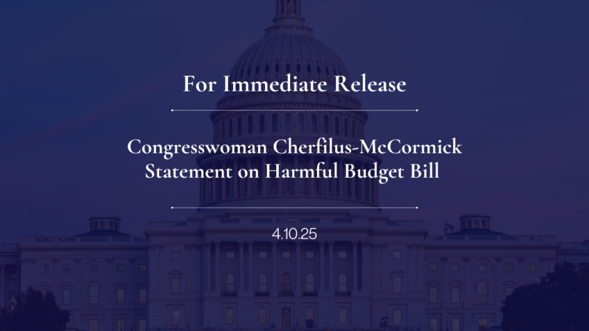 Congresswoman Cherfilus-McCormick Statement on Harmful Budget Bill