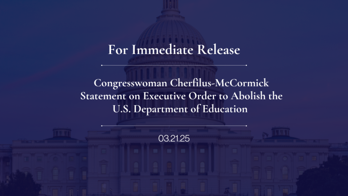 Congresswoman Cherfilus-McCormick Statement on Executive Order to Abolish the U.S. Department of Education