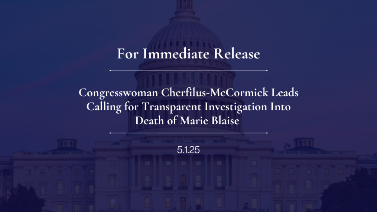Congresswoman Cherfilus-McCormick Leads Letter Calling for Transparent Investigation Into Death of Marie Blaise