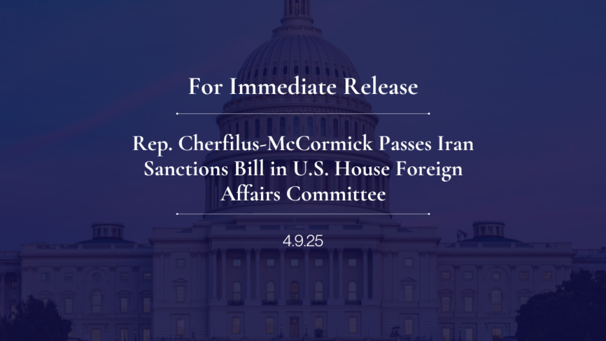 Rep. Cherfilus-McCormick Passes Iran Sanctions Bill in U.S. House Foreign Affairs Committee