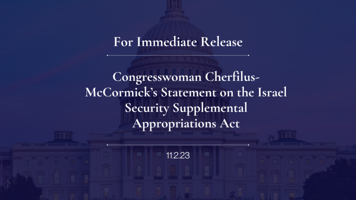 Congresswoman Cherfilus-McCormick’s Statement on the Israel Security Supplemental Appropriations Act