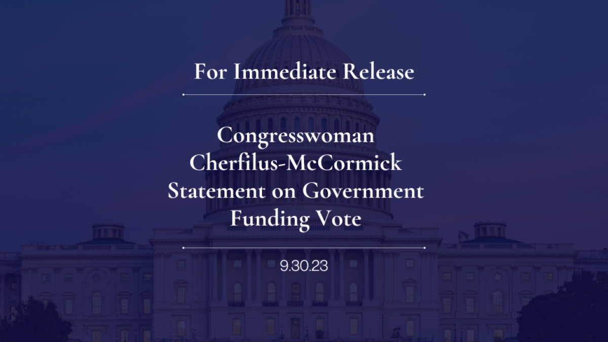 Congresswoman Cherfilus-McCormick Statement on Government Funding Vote