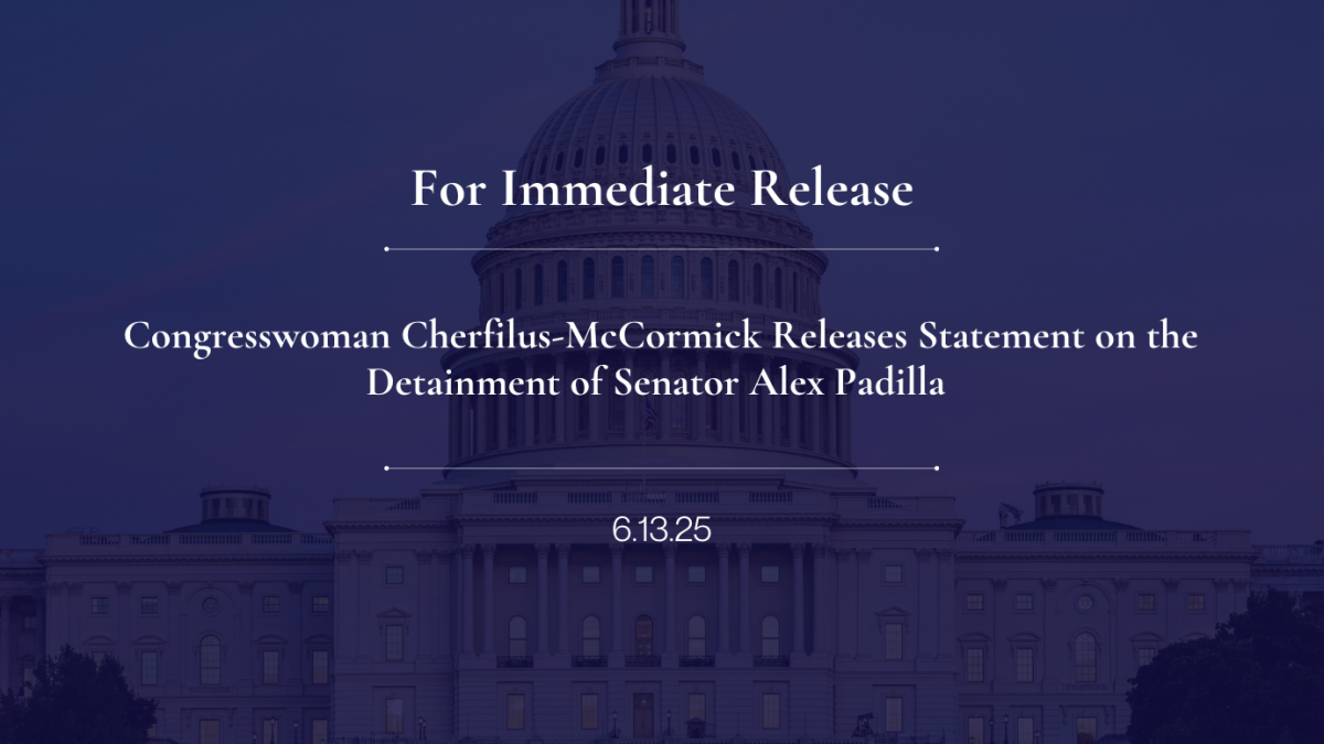 Congresswoman Cherfilus-McCormick Releases Statement on the Detainment of Senator Alex Padilla