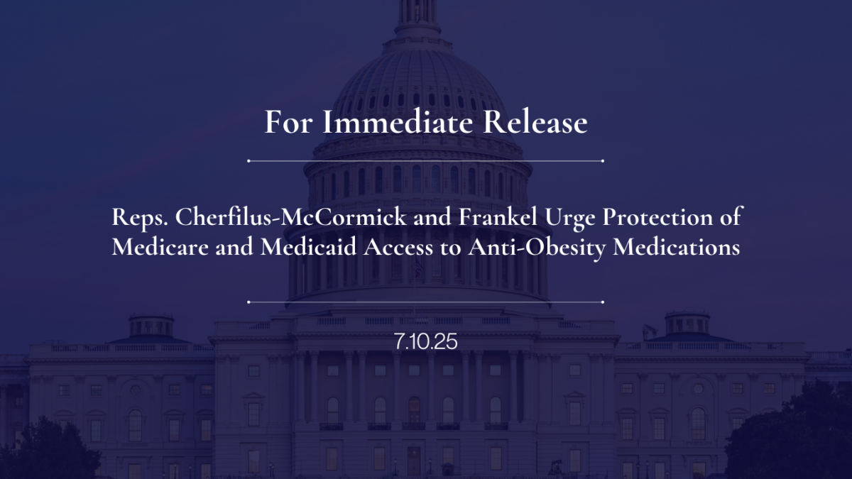 Reps. Cherfilus-McCormick and Frankel Urge Protection of Medicare and Medicaid Access to Anti-Obesity Medications