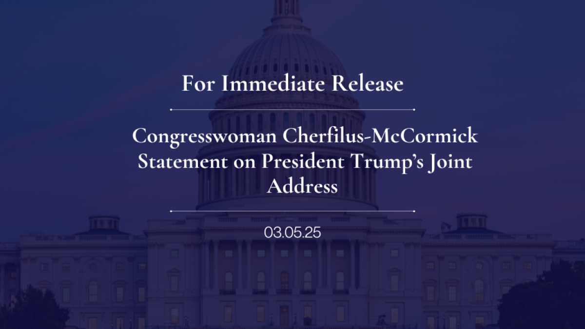 Congresswoman Cherfilus-McCormick Statement on President Trump’s Joint Address