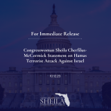Congresswoman Sheila Cherfilus-McCormick Statement on Hamas Terrorist Attack Against Israel