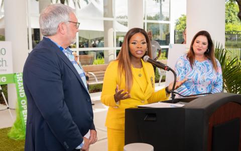 Congresswoman Cherfilus-McCormick speaking at Broward County MPO ceremony
